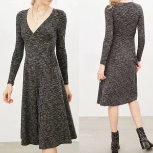 UO Kimchi Blue Long Sleeve Wrap Midi Dress - Gray S Small - Urban Outfitters